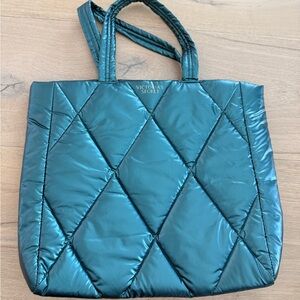 Victoria's Secret Shiny Teal Quilted Tote